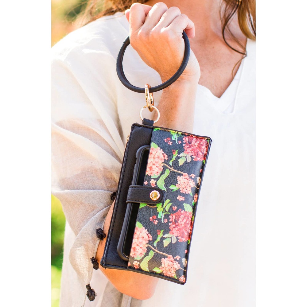 Bangle Wristlet - Floral Black